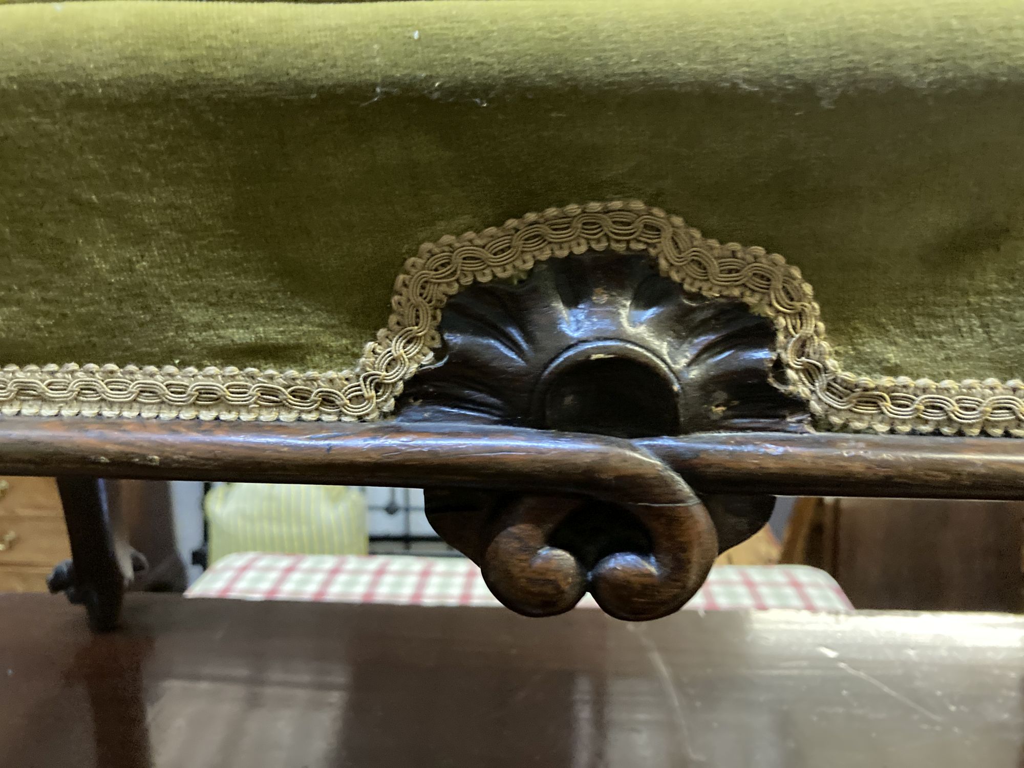 A Victorian rosewood stool, height 41cm, width 86cm, depth 50cm